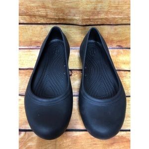 Crocs Black Slip On Ballet Flats Womens 10 (3g13)